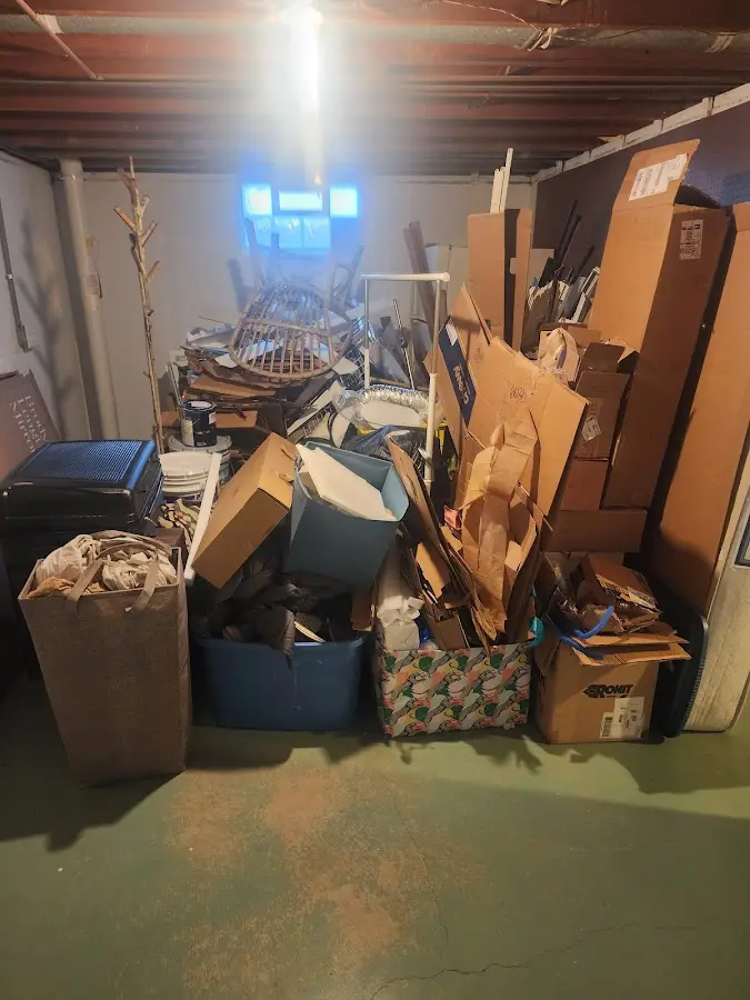 Roll-off dumpster container at job site for 2 Yard Dumpster Rental in Lawnside